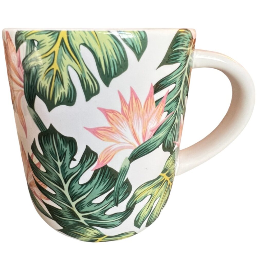 CORE KITCHEN Oversized Ceramic MUG Tropical Wraparound 4.5" Tall x 4" Diameter